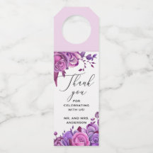 Rosas rosados e roxos. Obrigado de casamento