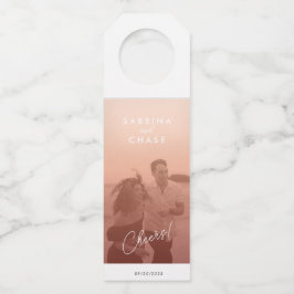 Etiqueta Para Garrafa Rótulo do Vinho Fotográfico de Casamento Blush de