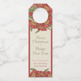 Etiqueta Para Garrafa Rótulo Personalizado Vintage Floral Vermelho de Na