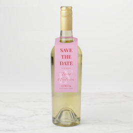 Etiqueta Para Garrafa Salve o Dia de Casamento com Inicial em Rosa Vibra