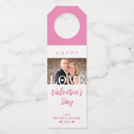 Etiqueta Para Garrafa Seu Foto Rosa Script | Letras Modernas de AMOR Mai