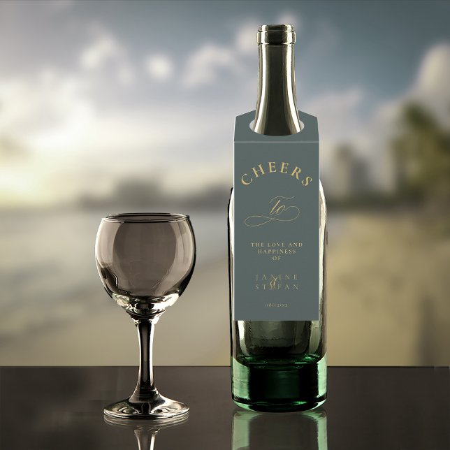 Etiqueta Para Garrafa Simple Elegance Wedding Cheers Green ID1022 (Criador carregado)