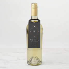 Etiqueta Para Garrafa Simples Geométrico Moderno Preto Dourado Casamento