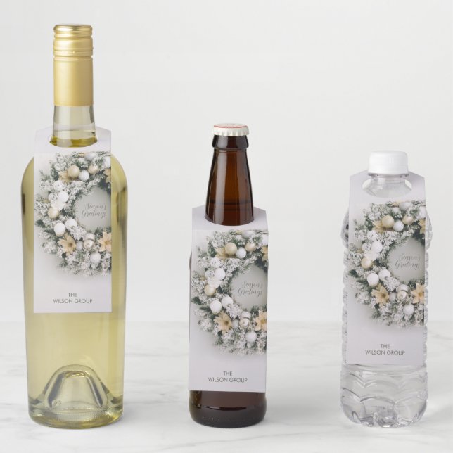 Etiqueta Para Garrafa Snowy Pine Christmas Wreath (In Situ)