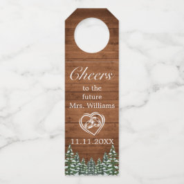 Etiqueta Para Garrafa Snowy Wood e Forest Country animam Chá de panela