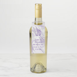 Etiqueta Para Garrafa Suporte de Vinho de Casamento Mármore Roxo e Branc