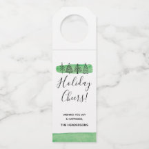 Tag moderno da garrafa do Natal da aguarela