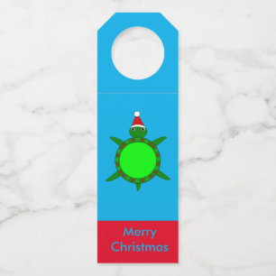Etiqueta Para Garrafa Tartaruga de Natal Fofo com Concha Floral Personal