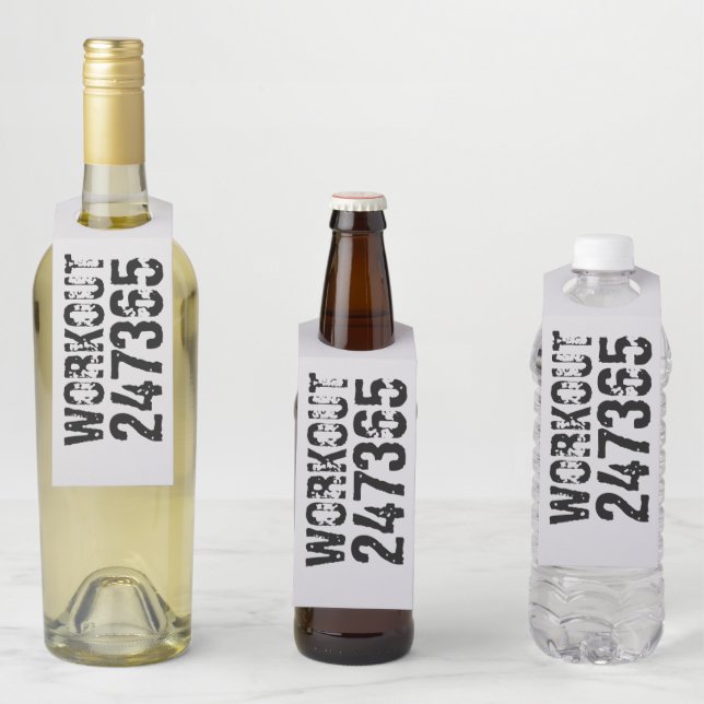 Etiqueta Para Garrafa Texto desgastado e arranhado Treino 247365 preto (In Situ)