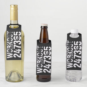 Etiqueta Para Garrafa Texto vestido e arranhado Workout 247365 branco