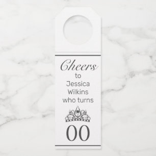 Etiqueta Para Garrafa Tiara Modern Minimalista White Birthday