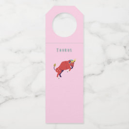 Etiqueta Para Garrafa Touro Rosa, zodíaco, impressão de signo estelar