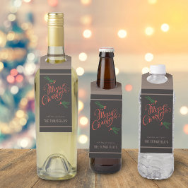 Etiqueta Para Garrafa Tradicional Natal Feliz Azevinho