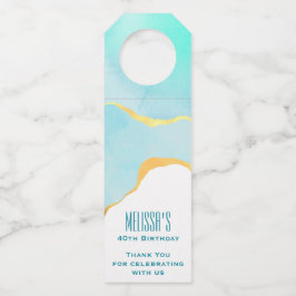 Etiqueta Para Garrafa Verde tropical tranquilo com Dourada fronteira Obr