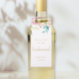 Etiqueta Para Garrafa Vinho de Proposta para Damas de Honra com Floral R