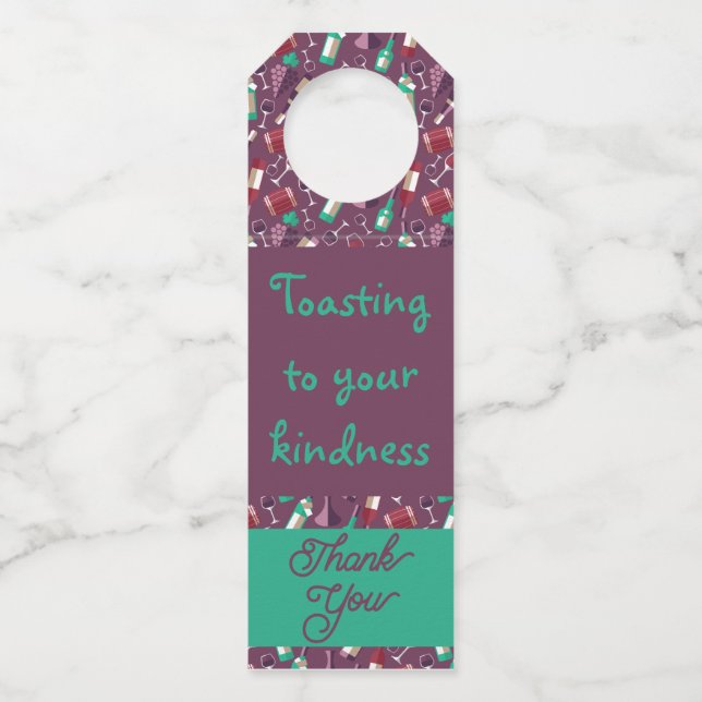 Etiqueta Para Garrafa Vinho, Obrigado, Arrumador De Garrafa (Verso)