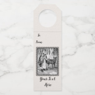 Etiqueta Para Garrafa Vintage Black White Drawing Red Riding Hood Frame