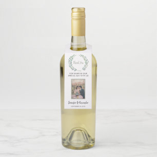 Etiqueta Para Garrafa Watercolor deixa foto casal Casamento Obrigado