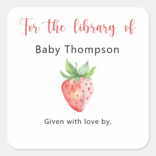Etiqueta para livro de baby shower de morango, liv