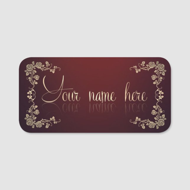 Etiqueta para nombre clásica em rosas (Frente)