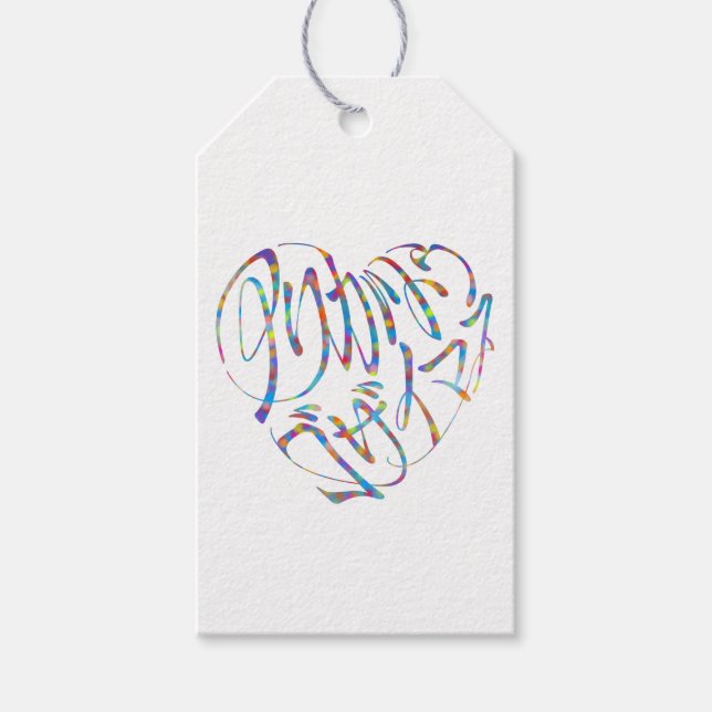 Etiqueta Para Presente 感謝のココロ Thank you 多言語17国語 字抜きカラフル (Frente)