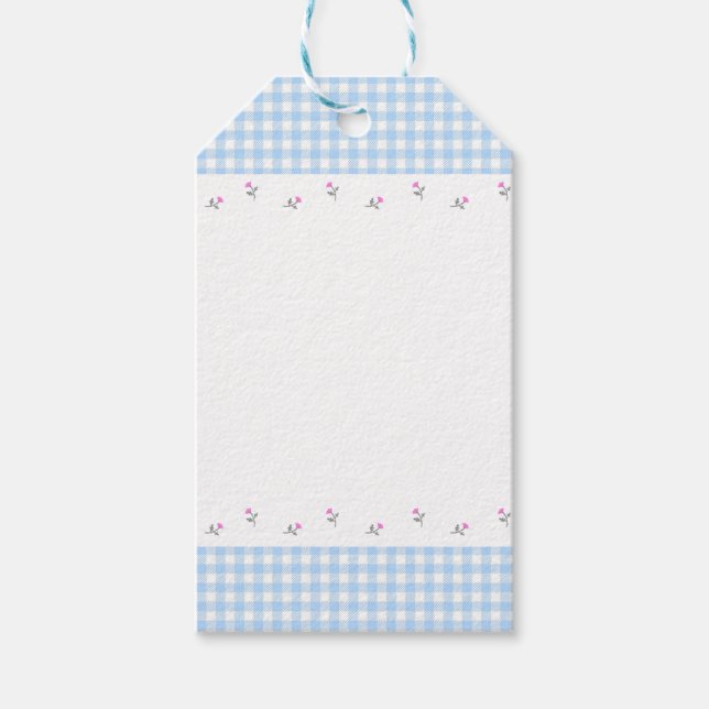 ETIQUETA PARA PRESENTE 野ばら＆チェック（ブルー）  (Frente)