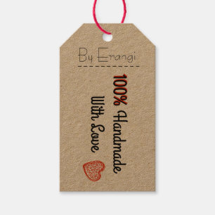 Etiqueta Para Presente 100% Handmade com amor - Tag do presente do estilo