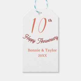 Etiqueta Para Presente 10th wedding anniversary peach pastel name retro b