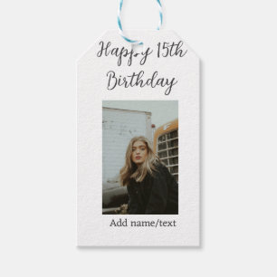 Etiqueta Para Presente 15 de aniversário feliz adicionar nome foto texto