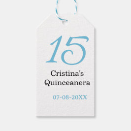 Etiqueta Para Presente 15th quinceanera birthday blue black bold letter n