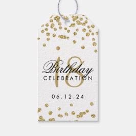 Etiqueta Para Presente 18º Aniversário Dourado Faux Glitter Confetti Whit