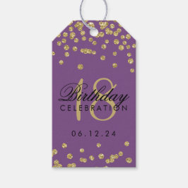 Etiqueta Para Presente 18º Aniversário Faux Glitter Confetti Roxo