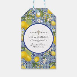 Etiqueta Para Presente 1rua Communion Lemon Floral Citrus Foliage Blue