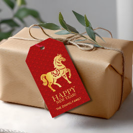 Etiqueta Para Presente 2026 Chinese New Year Horse  Red Gold 