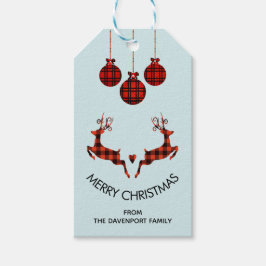 Etiqueta Para Presente 2 Reindeer de Natal Saltando Caçador Russo