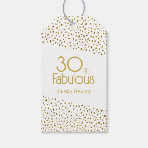 Etiqueta Para Presente 30 e Fabuloso aniversário de 30 anos Dourado