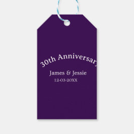 Etiqueta Para Presente 30th wedding anniversary name date purple simple 