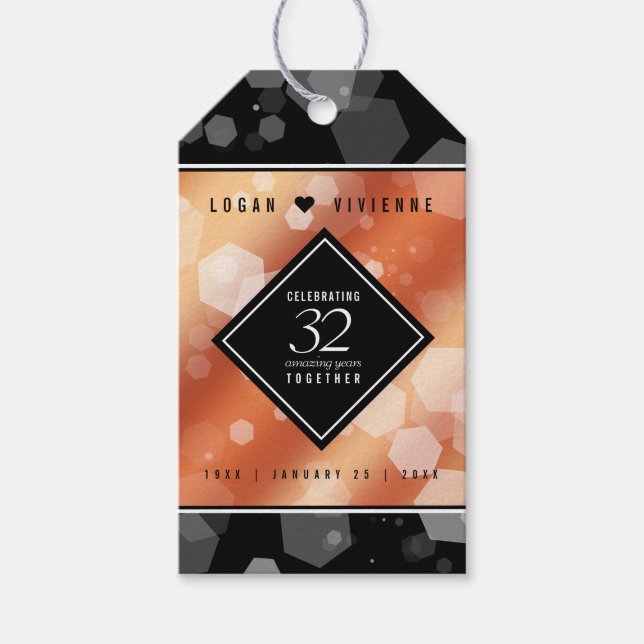 Etiqueta Para Presente 32º aniversário de casamento em Bronze (Frente)