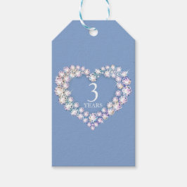 Etiqueta Para Presente 3 anos de aniversário de cristal coração azul clar