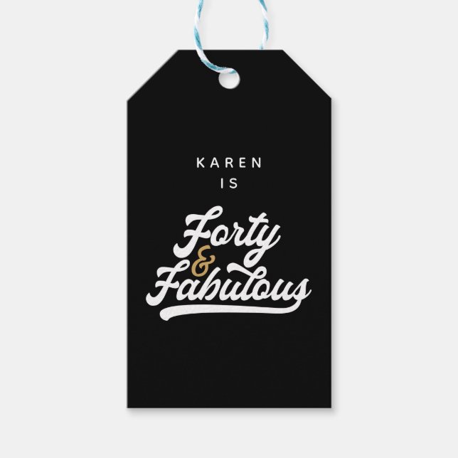 Etiqueta Para Presente 40 e preto e branco fabuloso (Frente)
