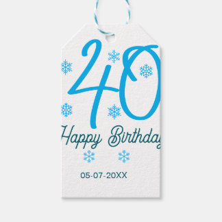 Etiqueta Para Presente 40th birthday add name date year blue template