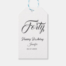 Etiqueta Para Presente 40th forty letterbirthday add name date year gray 