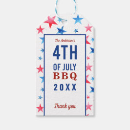 Etiqueta Para Presente 4 de julho Estrelas de Aquarela Patriótica de chur