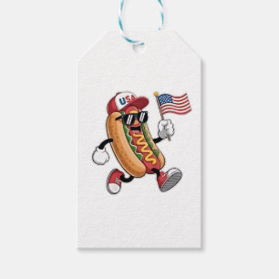Etiqueta Para Presente 4 de julho, Hotdog American Independence 1776