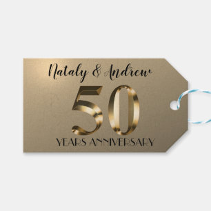Etiqueta Para Presente 50º Aniversário de Casamento Dourado Metálico