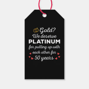 Etiqueta Para Presente 50º aniversário de casamento I - Dourado Casal eng