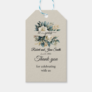 Etiqueta Para Presente 50º aniversário do casamento florescente branco