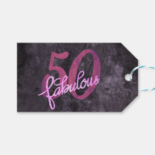 Etiqueta Para Presente 50 e Fabuloso Roxo de ameixa e Grunge Rosa