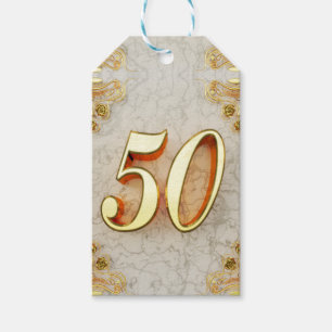 Etiqueta Para Presente 50th Aniversário ou ouro e mármore régios do