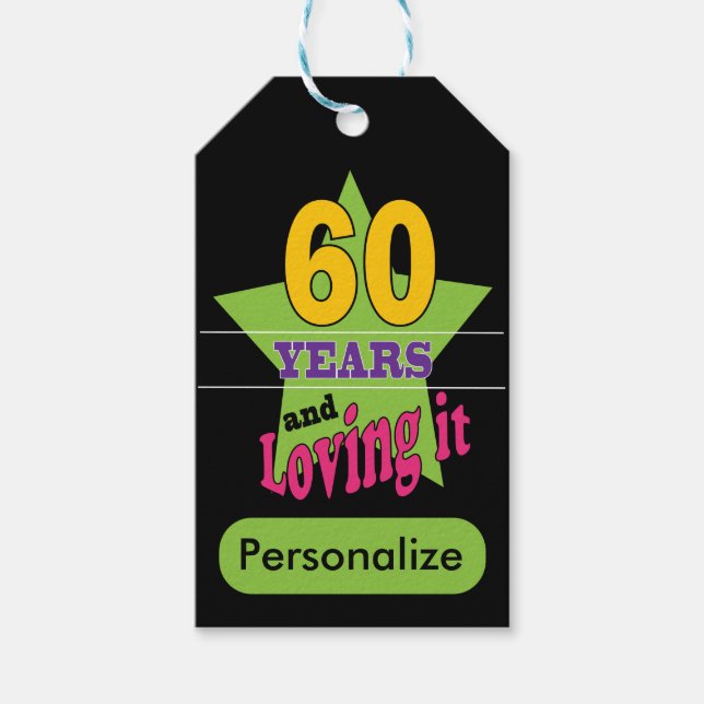 Etiqueta Para Presente 60 anos e adorando - 60º aniversário (Frente)